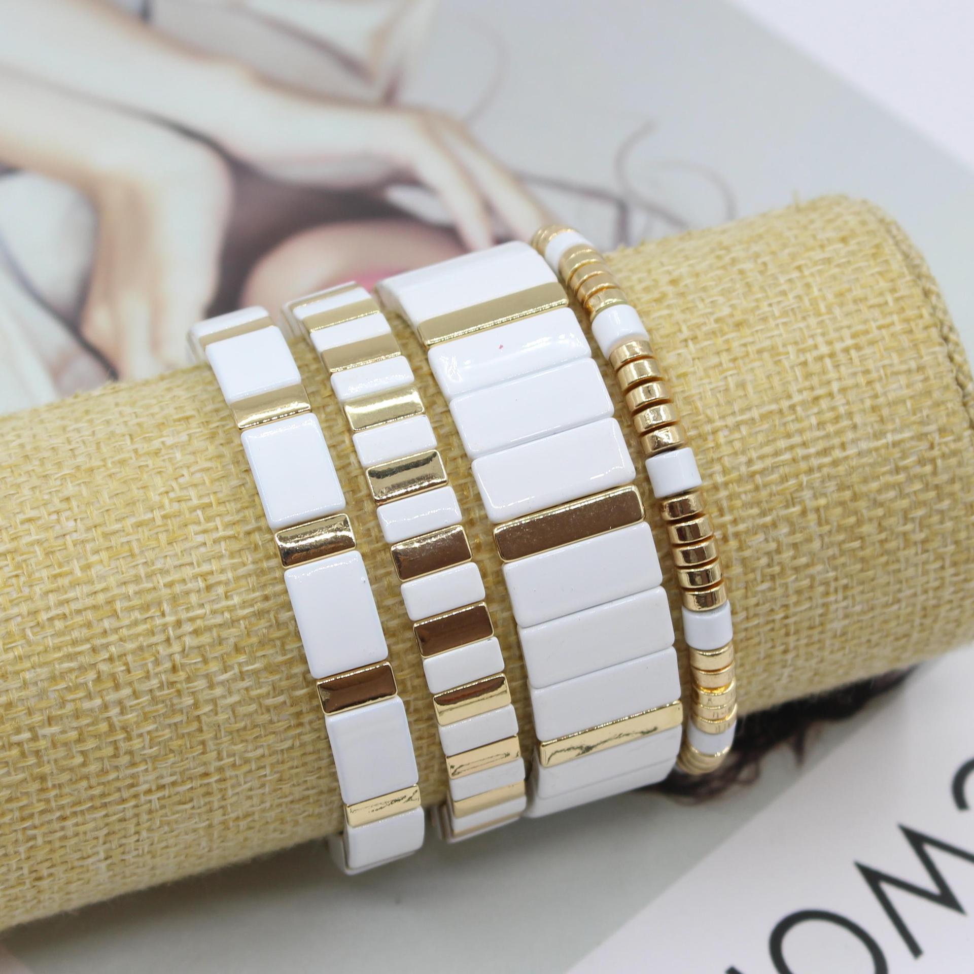 Ceramic Link Bracelet - البوهيمي المينا الأبيض الرياح الباردة الخريف