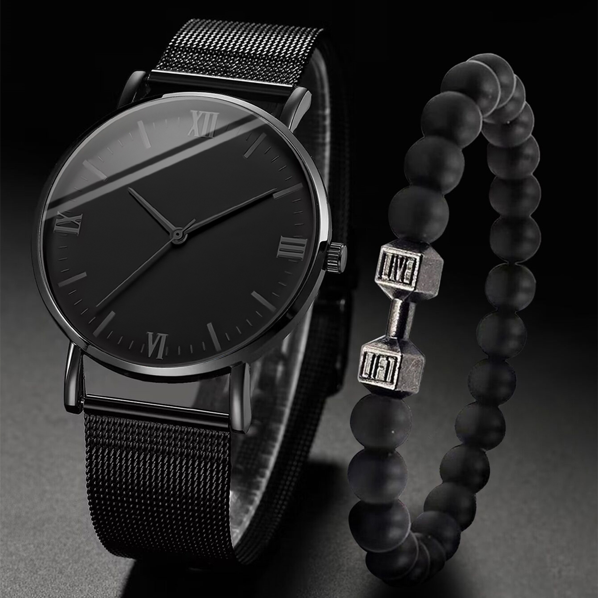 2PCS ساعة رجالية أزياء روما كو - مراجعة Stainless Mesh Band وسعره