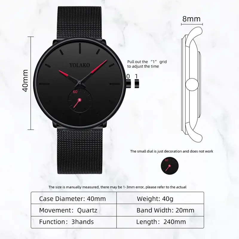 يولاكو رجالي موضة الحد الأدنى  - مراجعة Stainless Mesh Band وسعره