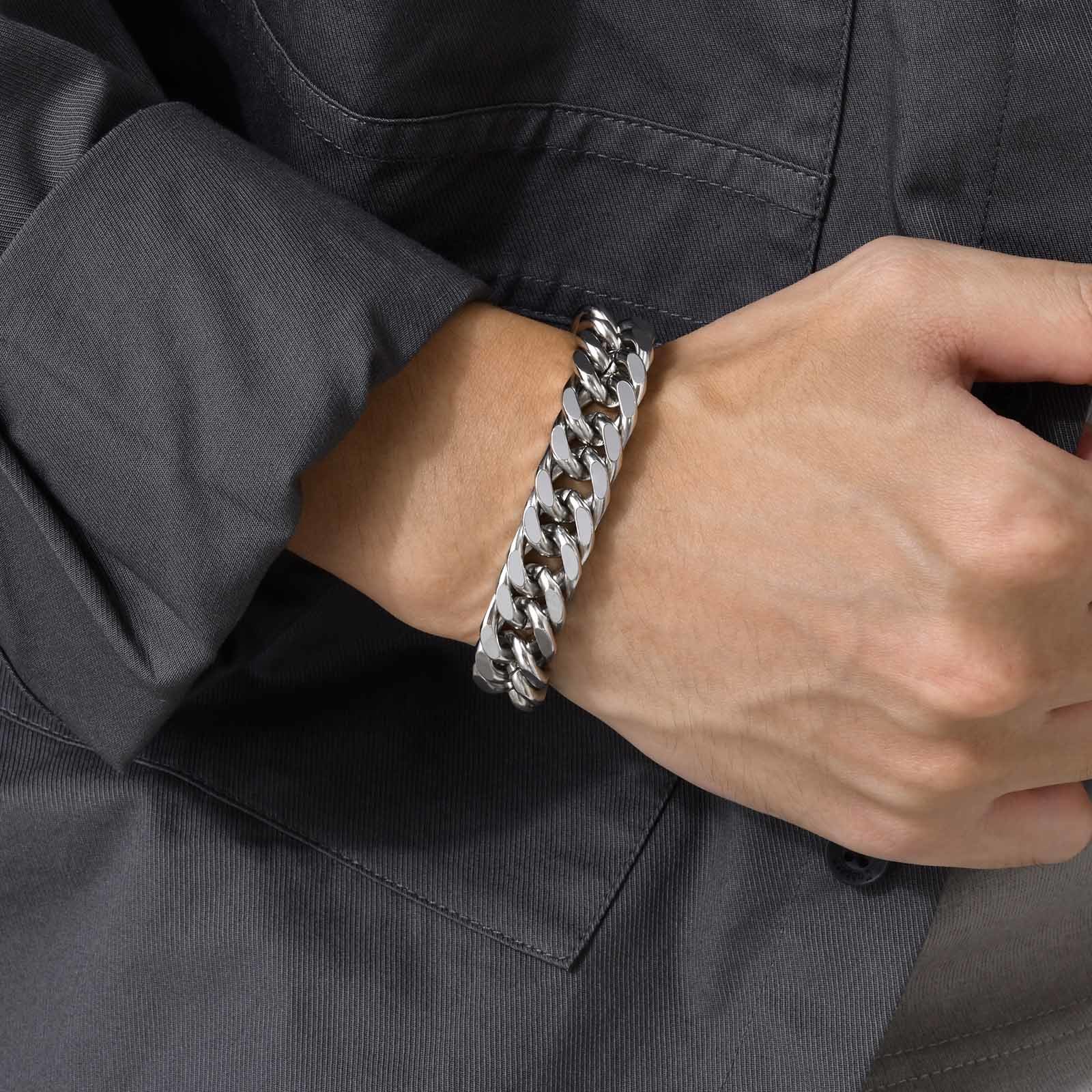 أساور رجالية سميكة من الفولاذ  - مراجعة Ceramic Link Bracelet وسعره